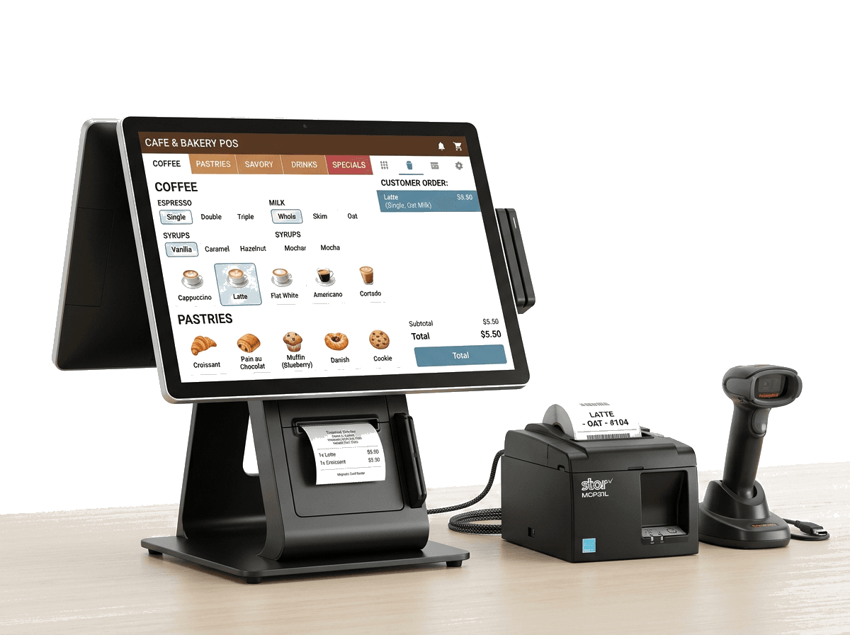 Cafe and bakery coffee shop POS terminal