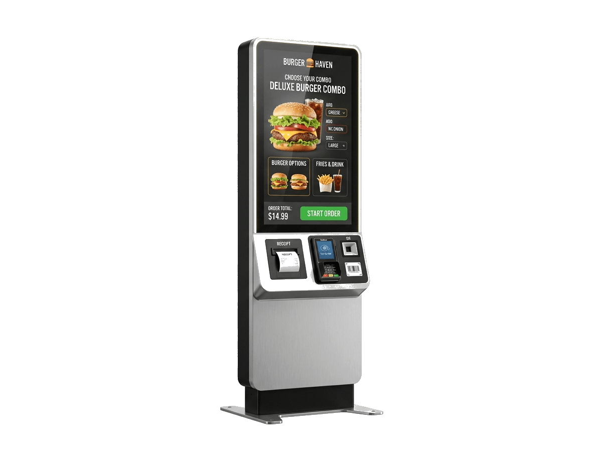 Guest self-ordering kiosks and handheld terminals